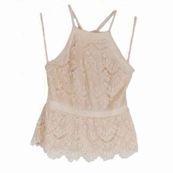 Forever 21 Tops - 💲3/$15 Forever 21 lace nude halter top size m